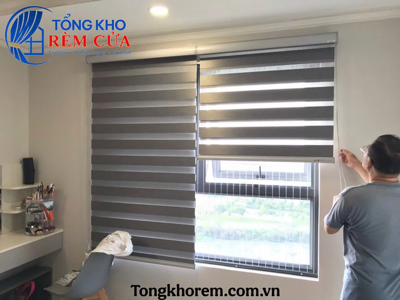 Rèm Cầu Vồng Hàn Quốc màu xám hiện đại - Ảnh 8