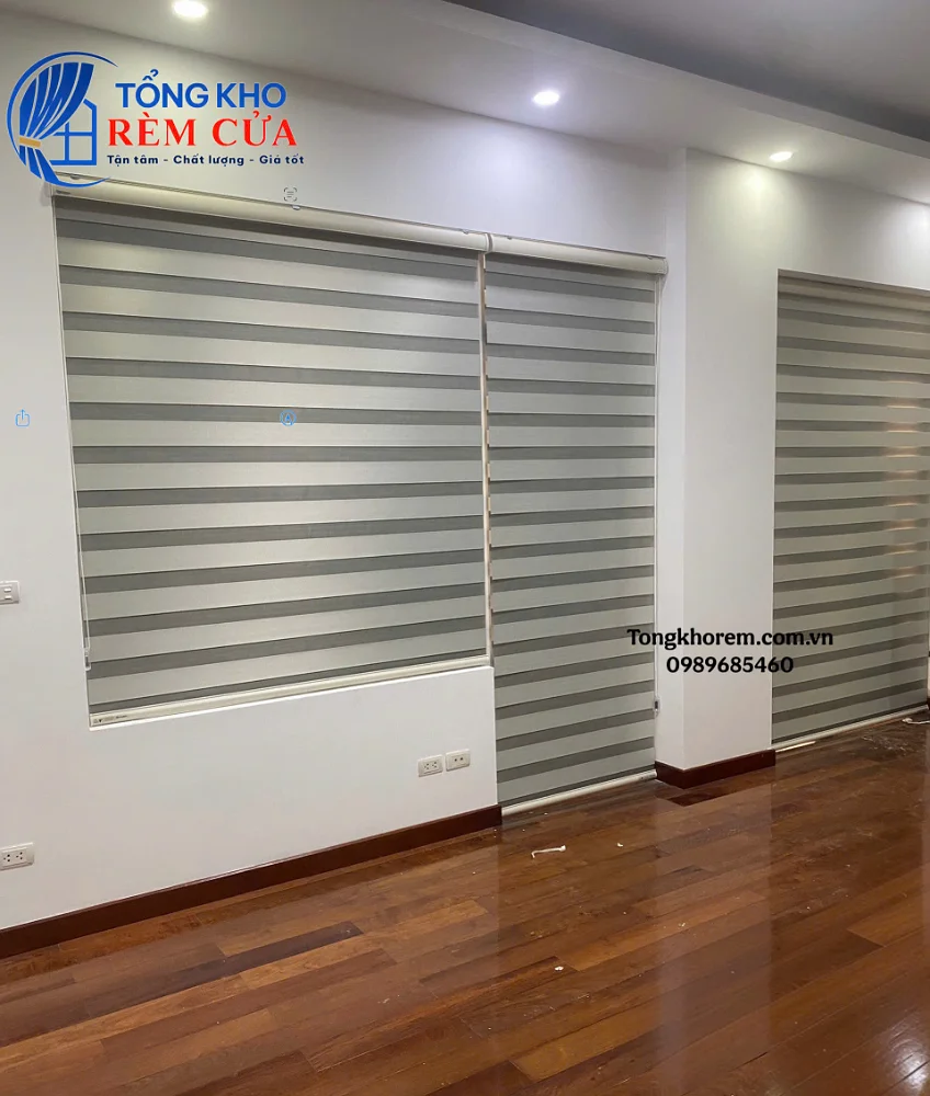 Rèm cầu vồng màu kem Hàn Quốc Honest lắp phòng khách