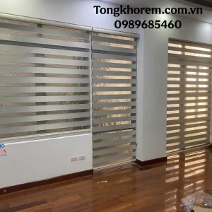 Rèm cầu vồng màu kem Hàn Quốc Honest lắp phòng khách