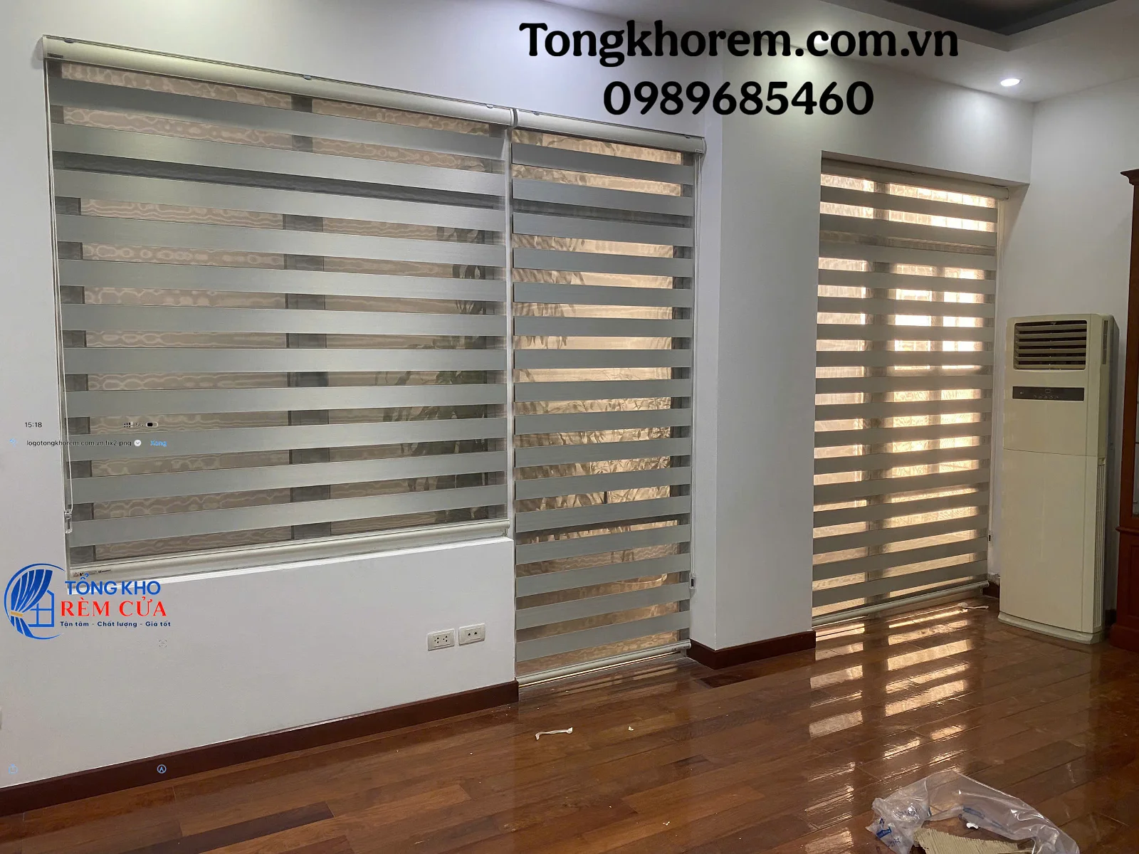 Rèm cầu vồng màu kem Hàn Quốc Honest lắp phòng khách