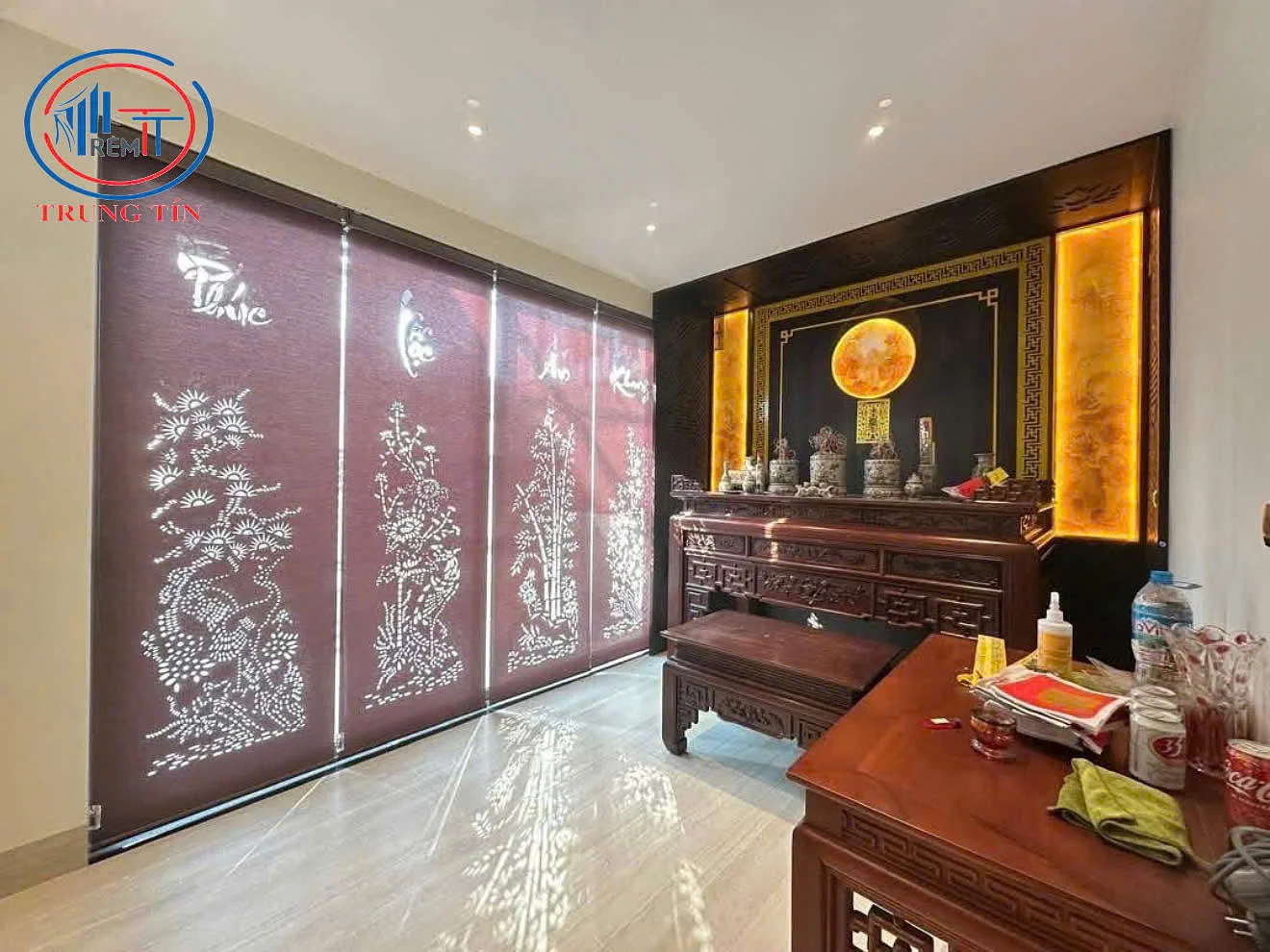 Rèm ban thờ khắc laze đẹp